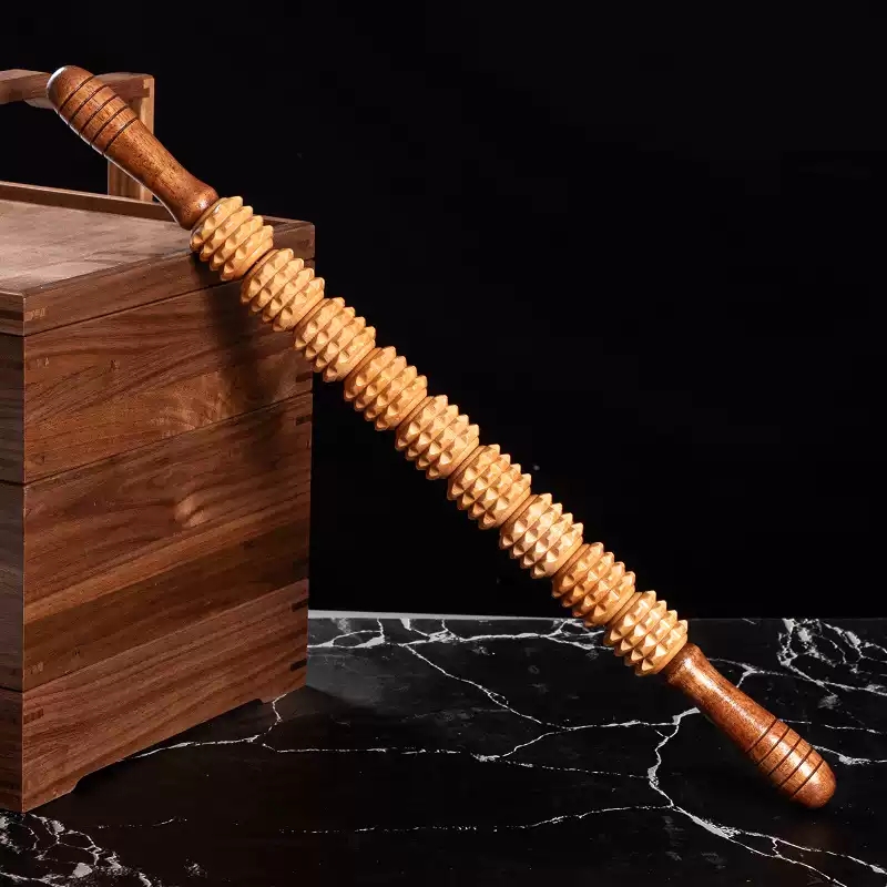 实木质滚轴狼牙棒按摩棒